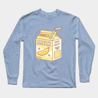 Cute Banana Milk Carton Box Long Sleeve T-Shirt